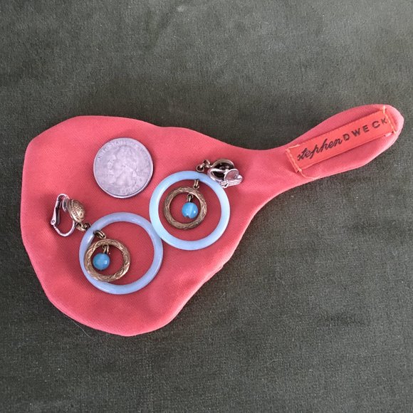 Stephen Dweck Bronze and Amazonite Clip Earrings - Picture 4 of 10